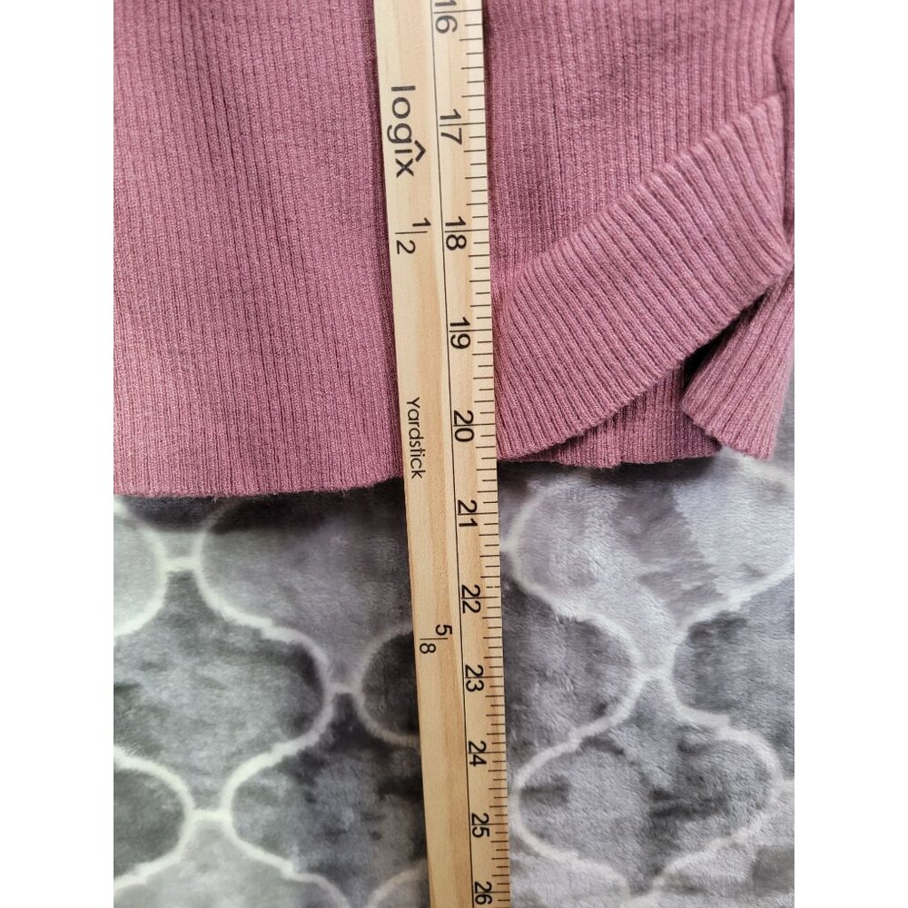 Vici Wrap Ribbed Cropped Sweater Sz S Lantern Sleeves Pink Cowgirl Core Boho - Picture 4 of 5